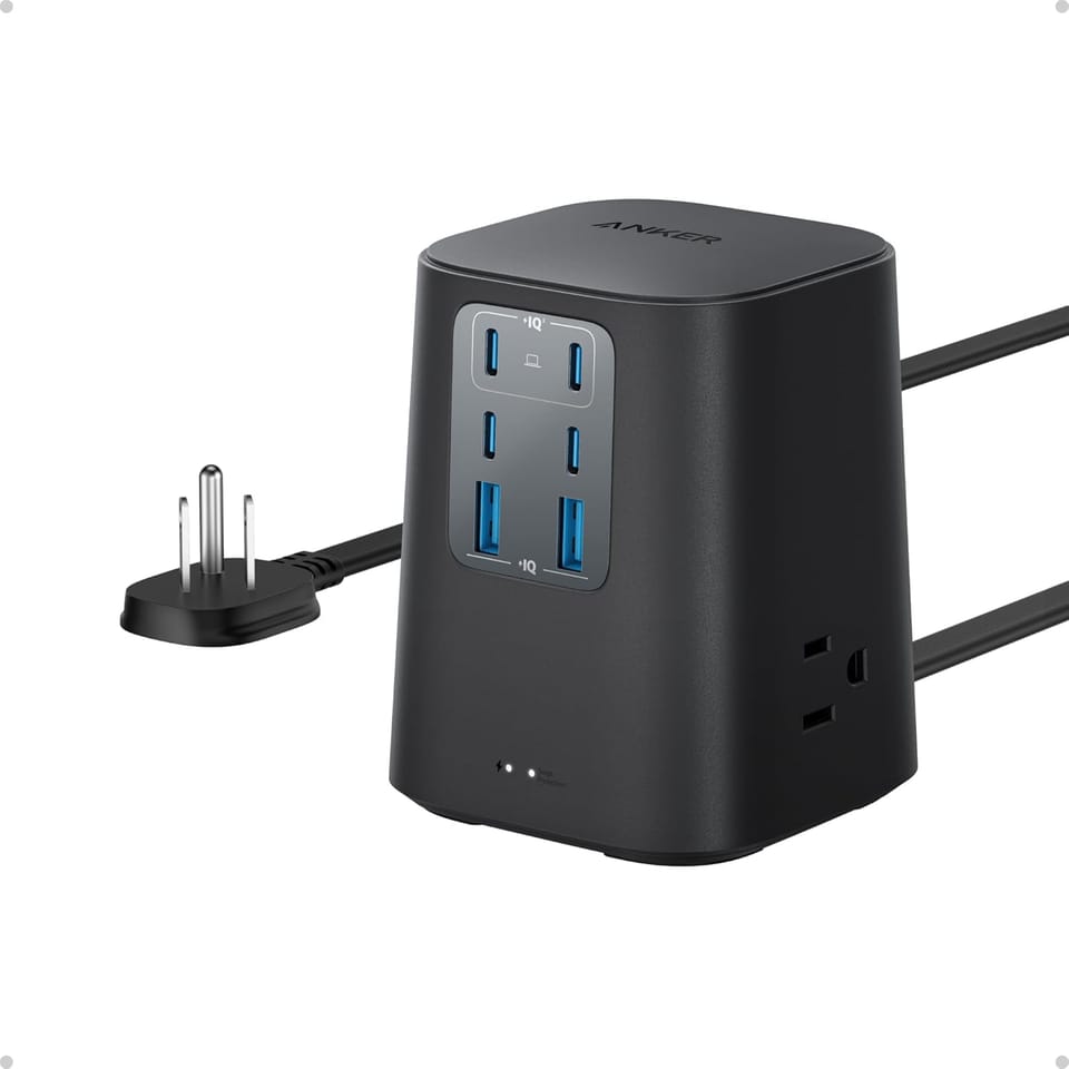 Anker 9-in-1 Desktop Charger – 15% Off! 100W USB-C, 3 AC Outlets, 4 USB-C Ports & Surge Protection for Home Offices